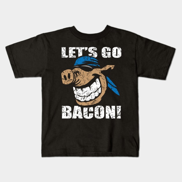 Funny Let's Go Bacon Hog Design Parody Kids T-Shirt by hobrath